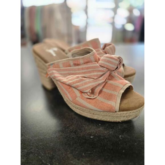 TOMS Striped Espadrille Wedge Mules - Size 9.5 Junie - Picture 1 of 7